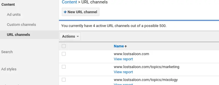 URL Channels in Google Adsense
