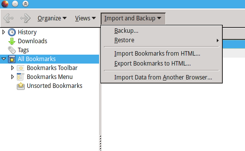 Export bookmarks from firefox