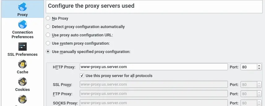 kde network and proxy server settings in system settings dialog